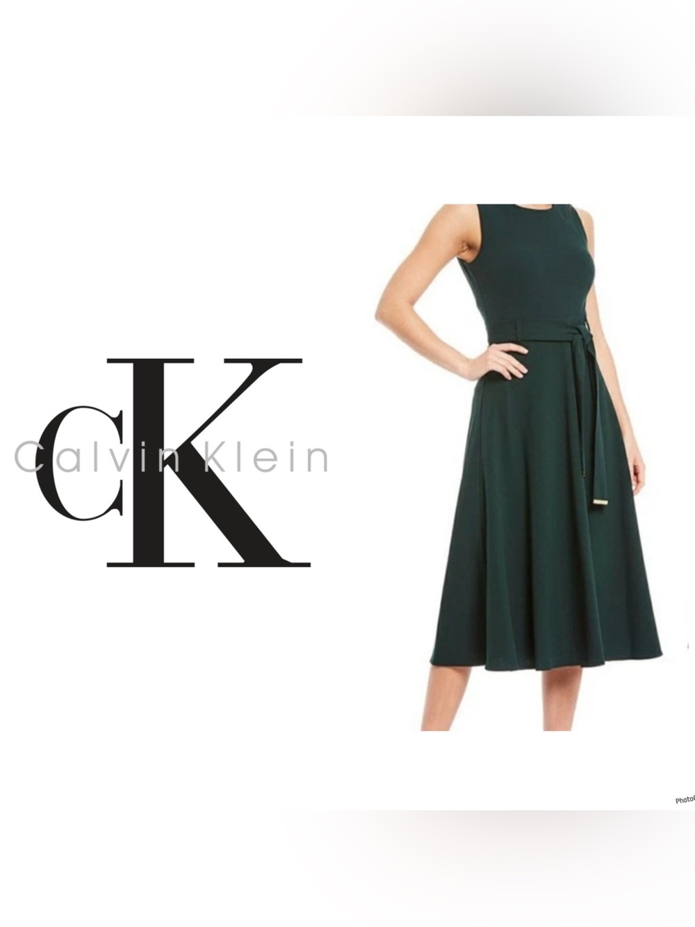 NWT - Calvin Klein Dark Green sleeveless dress